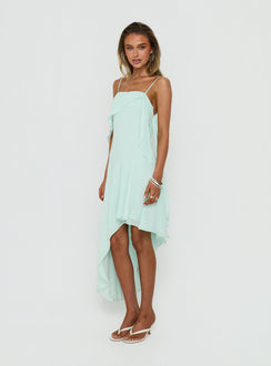 Massey Bust Draping Low Back Midi Dress Aqua