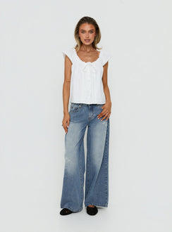Johnni Floral Printed Low Rise Jeans Mid Wash