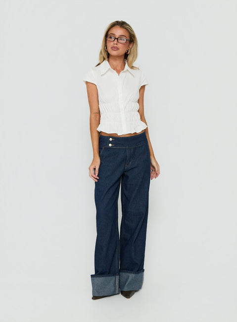 Oryn Gathered Waisted Top White