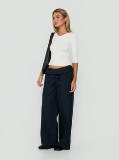 Amaiza Frill Drawstring Straight Leg Pants Navy
