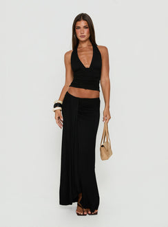 Keerah Tie Neck Halter Top Black