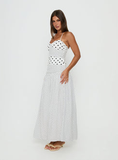 Marguerite Halter Maxi Dress White Polka Tall