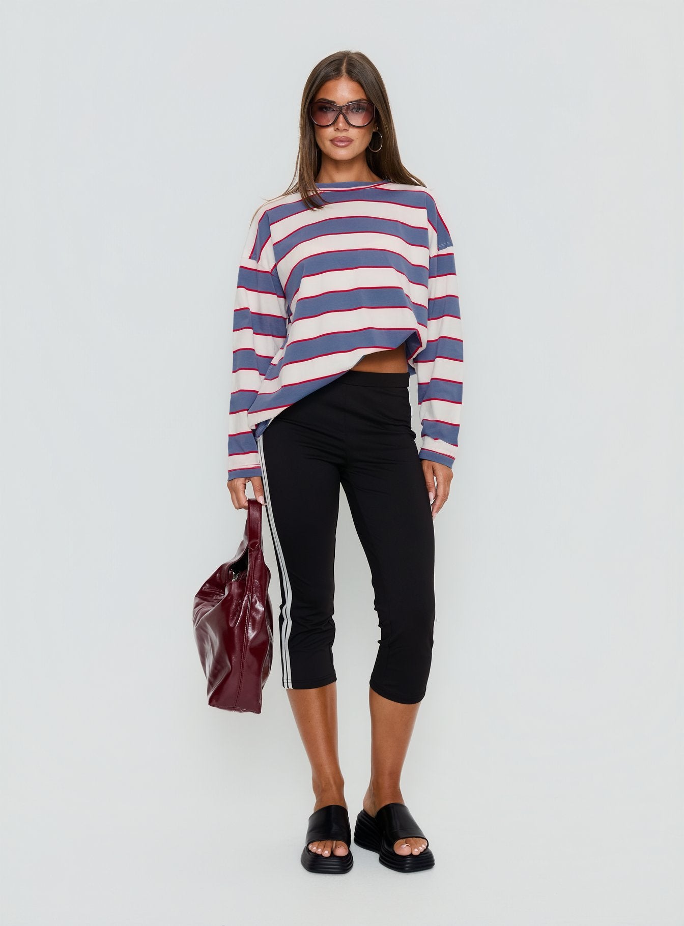 Horizon Long Sleeve Top Dusty Blue Stripe