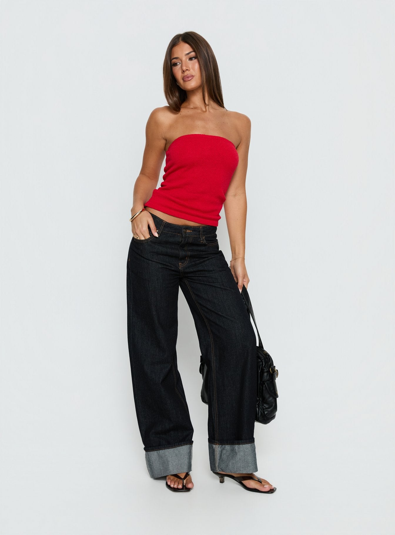 Aubrialla Strapless Top Red