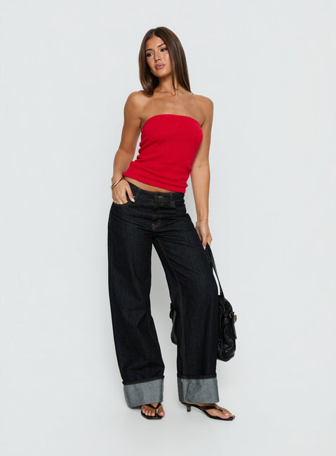 Aubrialla Strapless Top Red