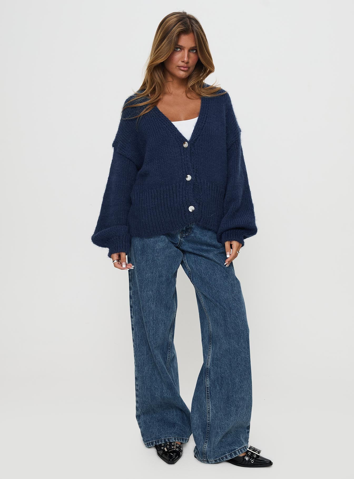 Yasmyn Knit Cardigan Royal Blue | Princess Polly