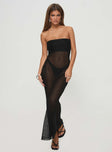 Black sheer strapless maxi dress'