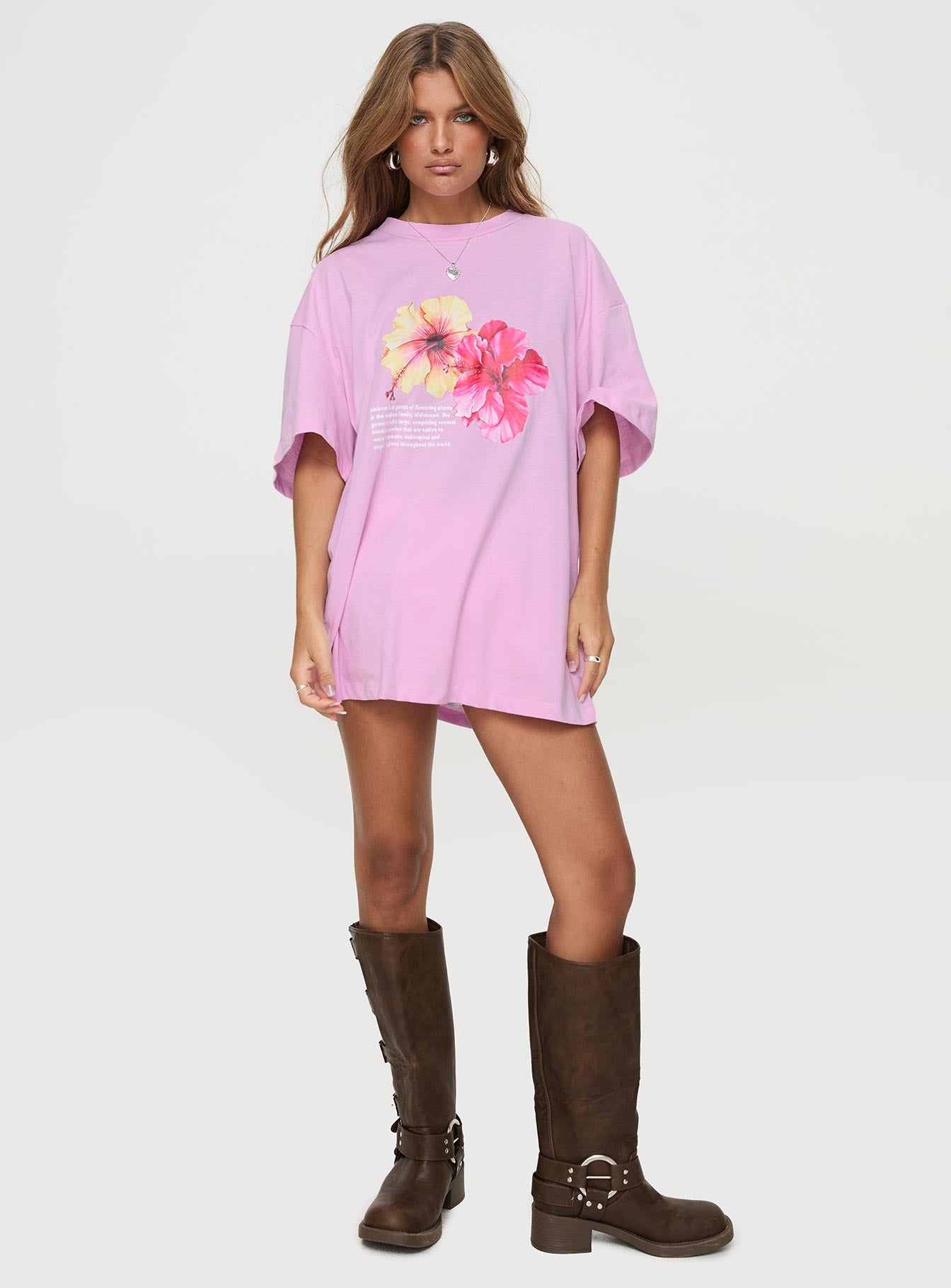 トップス house on the hill S/S Tee (Pink) 90cm Hibiscus Haven Oversized Tee Pink | Princess Polly