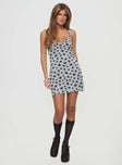 Floral mini dress grey and blue