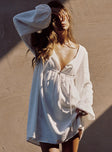 Princess Polly Plunger  Nena Linen Blend Mini Dress White