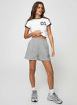 Track shorts, high rise, printed graphic Elasticated waistband, twin hip pockets