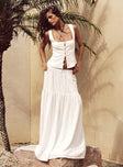 Tearose Linen Blend Maxi Skirt White