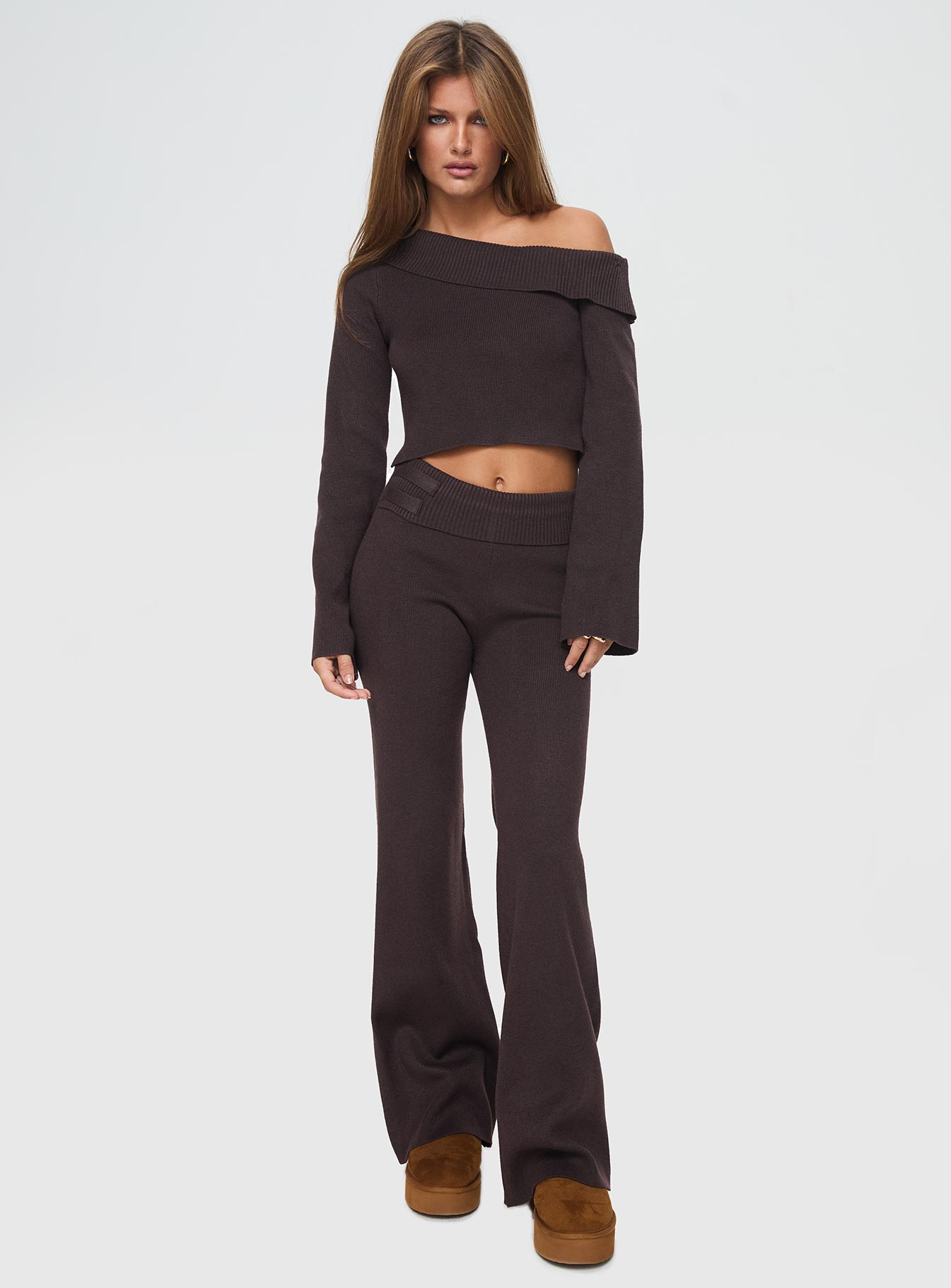Try Me Knit Pants Chocolate | Princess Polly