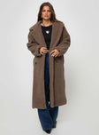 Teddy coat Lapel collar, button fastening at front, twin hip pockets
