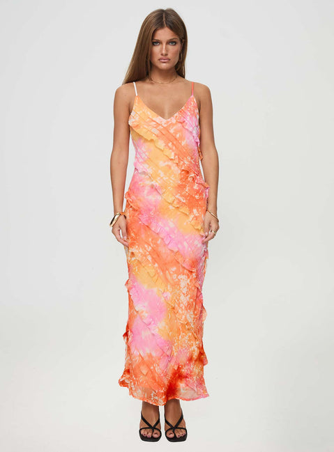 princess polly orange dress Lars Maxi Dress Orange Multi