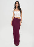   front view of model wearing Princess Polly Devon Maxi Skirt Burgundy Maxi 