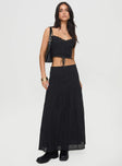 Black two piece set Crop top, adjustable shoulder straps, sweetheart neckline