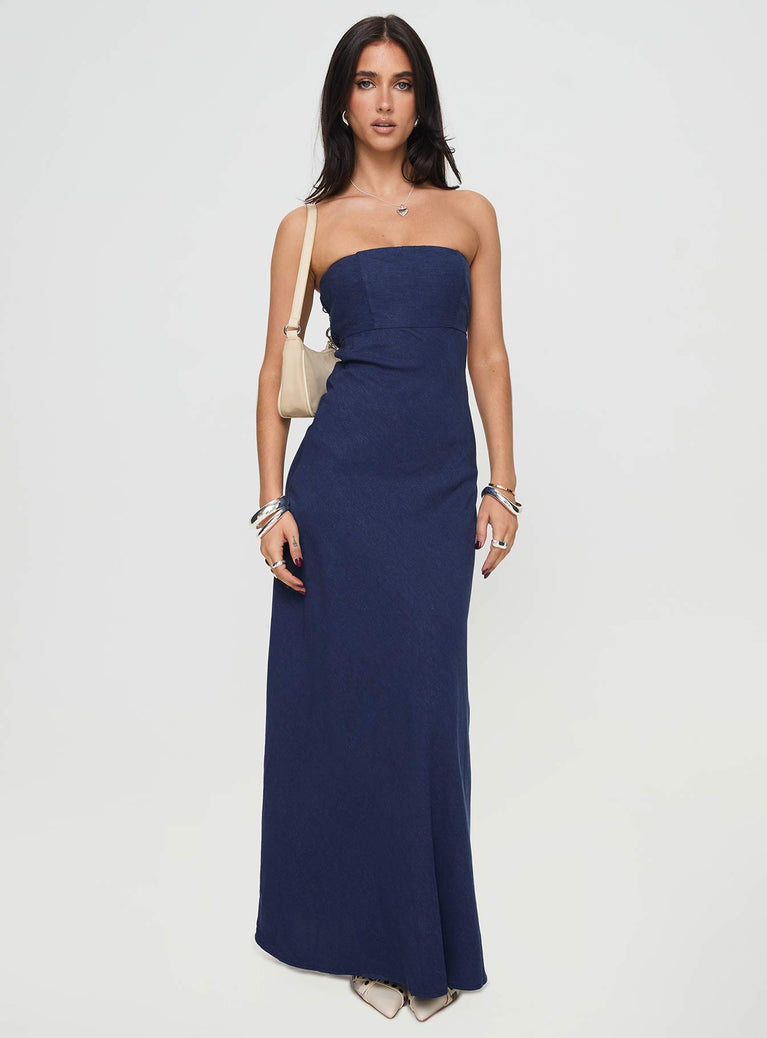 product Princess Polly Straight Neck  Yahir Strapless Maxi Dress Navy Petite