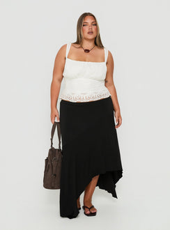 Futura Asymmetrical Midi Skirt Black Curve