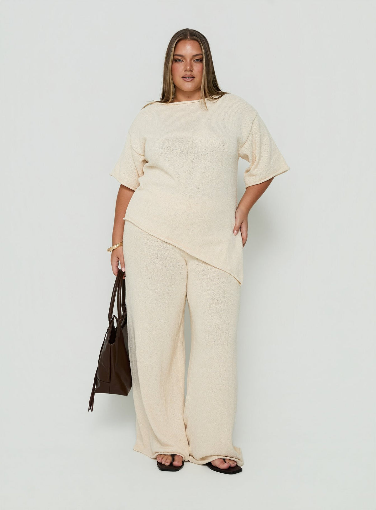 Amelise Knit Poncho Beige Curve
