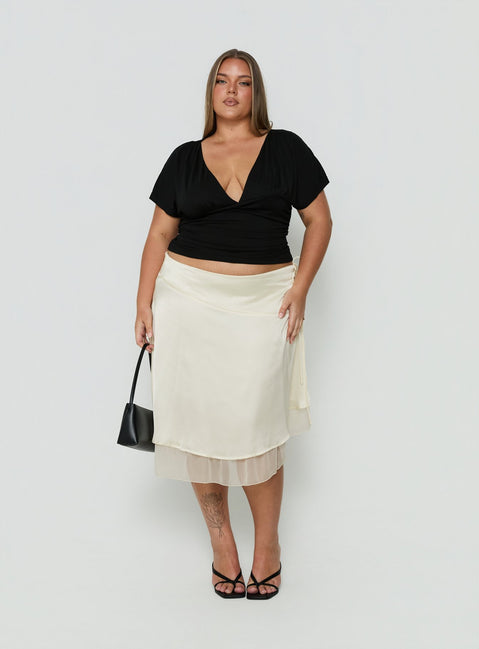 Rosemead Satin Midi Skirt Cream Curve