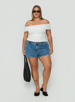 Ausha Off Shoulder Top White Stripe Curve