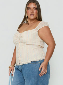 Trinitee Cap Sleeve Blouse Top Floral Curve