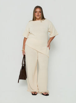 Calisse Knit Wide Leg Pants Beige Curve