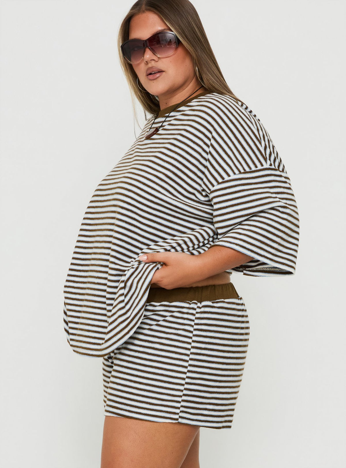 Selvina Terry Towelling Shorts Multi Stripe Curve