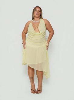 Evaleine Chiffon Cowl Neck Top Baby Yellow Curve