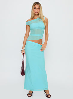 Aristocrat One Shoulder Mesh Set Blue