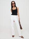 front view of model wearing Princess Polly Stelline Cargo Pants White High Waisted Pants 