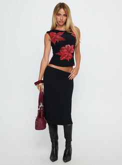 Prema One Shoulder Top Black Floral