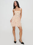 Straplie Mini Dress Cream Floral