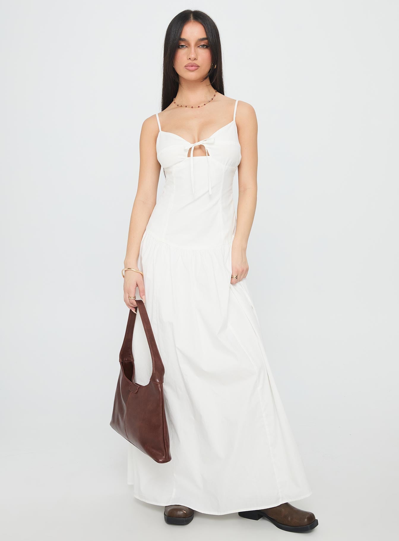 Lady Belle Drop Waist Pleat Maxi Dress White | Princess Polly Lady Belle Drop Waist Pleat Maxi Dress White | Princess Polly