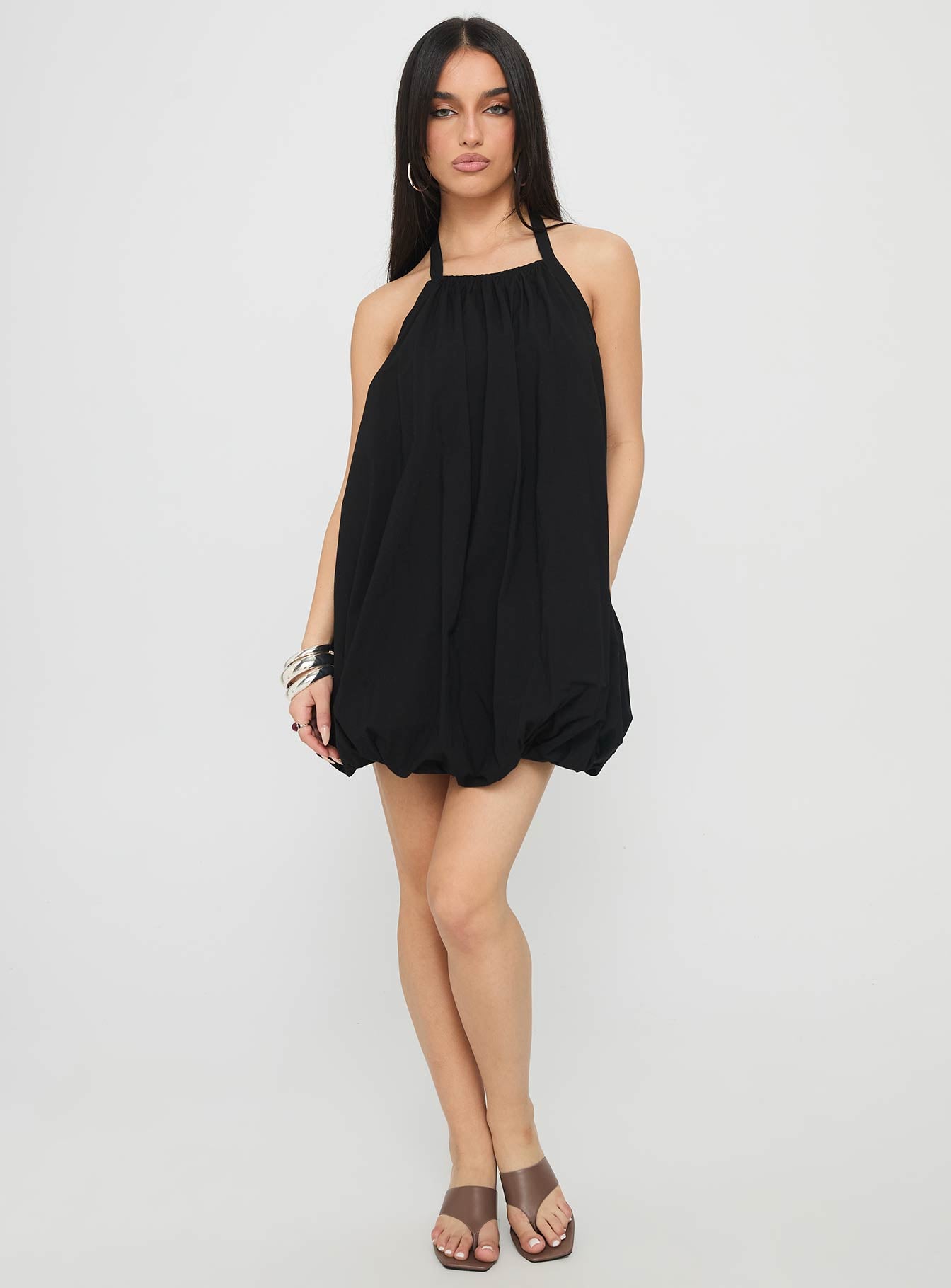 Friandise Bubble Hem Mini Dress | Black | Womens | Princess Polly Friandise Bubble Hem Mini Dress | Black | Womens | Princess Polly