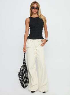 Marleene Shirred Top Black