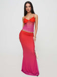   front view of model wearing Princess Polly Teen Spirit Maxi Skirt Pink Ombre Maxi 