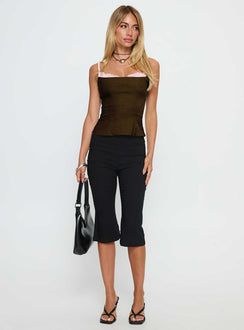 Renaissance Corset Lace Top Olive / Pink