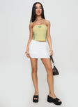 front view of model wearing Princess Polly Felicks Skort White High Waisted Shorts 