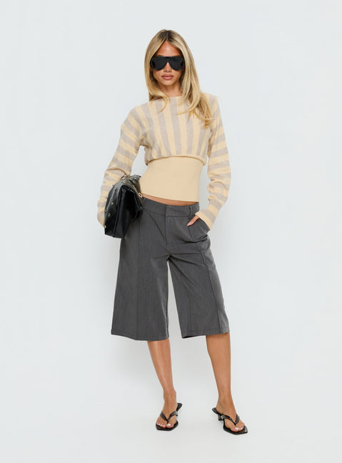 Finlea Cinched Long Sleeve Top Yellow Stripe