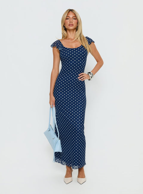 Sandberg Maxi Dress Blue Polka Dot