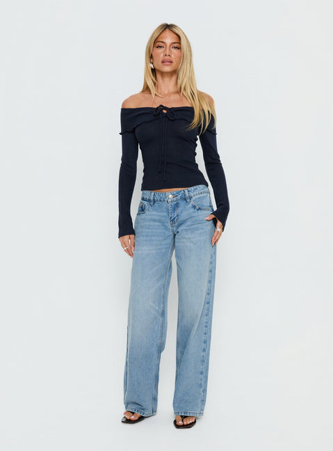Ellanor Low Rise Slouch Denim Jean Washed Mid Blue Wash Petite