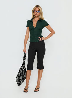 When You Sleep Short Sleeve Top Dark Green