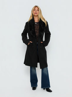 Hallyn Faux Fur Collar Coat Black