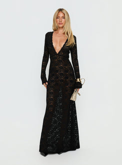 Delwyn Lace Backless Maxi Dress | Black | Womens | Princess Polly Lower Impact Delwyn Lace Backless Maxi Dress | Black | Womens | Princess Polly Lower Impact