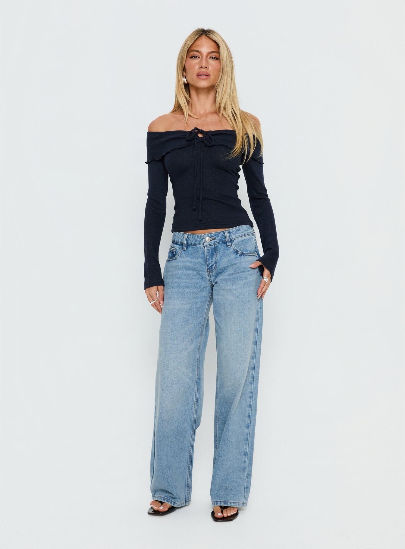 Ellanor Low Rise Slouch Denim Jean Washed Mid Blue Wash Tall