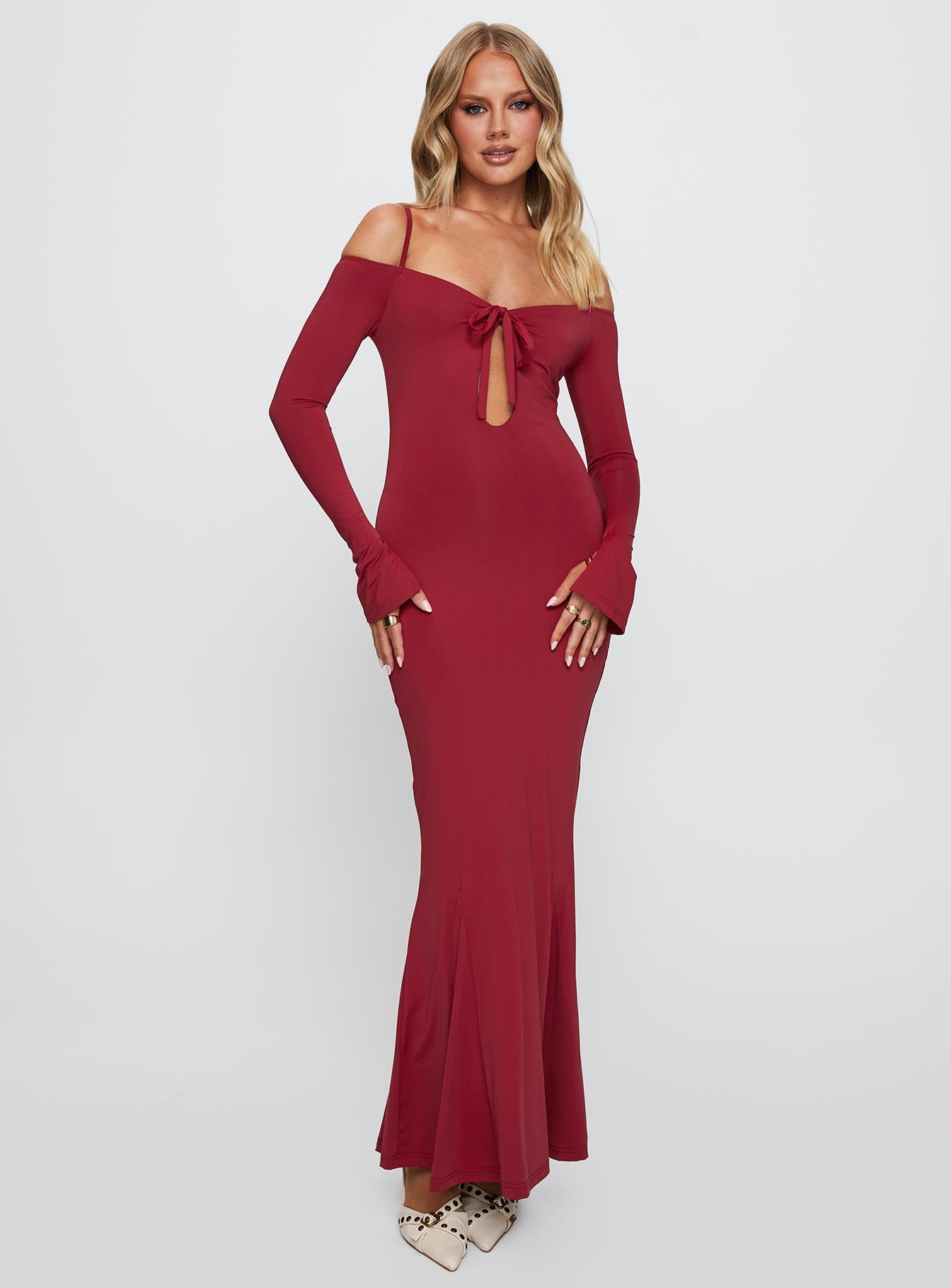 Lucillea Long Sleeve Maxi Dress Red | Princess Polly Lucillea Long Sleeve Maxi Dress Red | Princess Polly