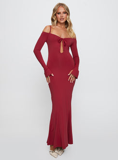 Lucillea Long Sleeve Maxi Dress Red | Princess Polly Lucillea Long Sleeve Maxi Dress Red | Princess Polly
