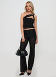 side view of model wearing Princess Polly Jubilee Flare Pants Black High Waisted Pants 